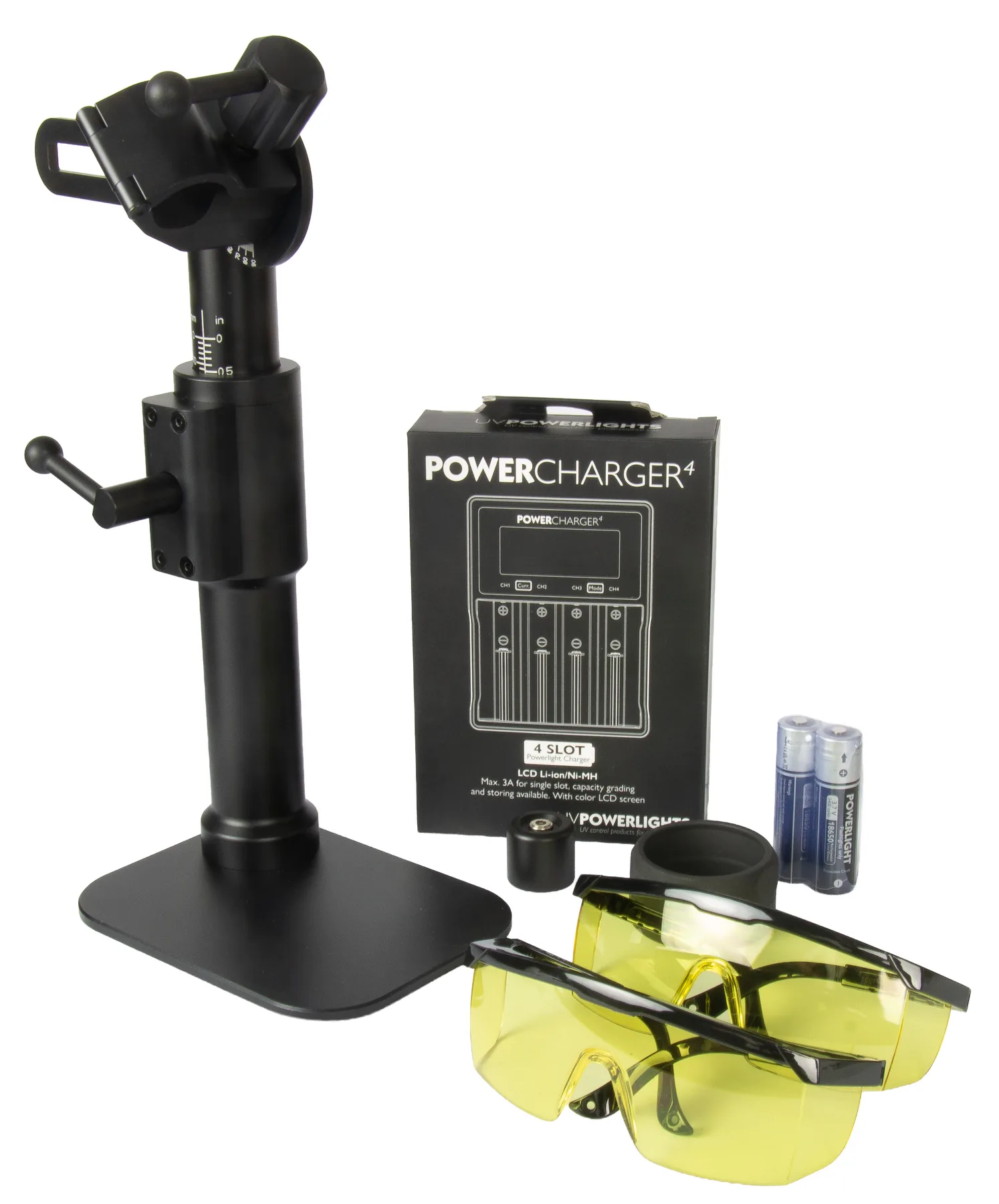 PDL-II Starter Set、Table Holder、充電器、電池與護目鏡